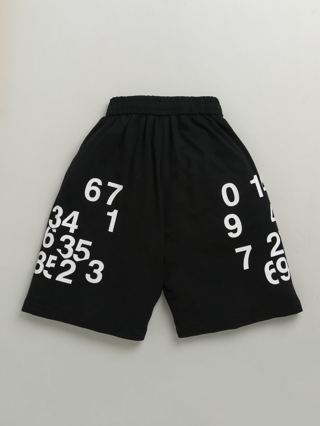 White & Black Sleeveless Number Print Soft Cotton T-shirt & Short Co-ord Set