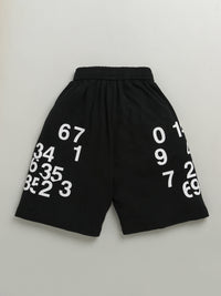 White & Black Sleeveless Number Print Soft Cotton T-shirt & Short Co-ord Set