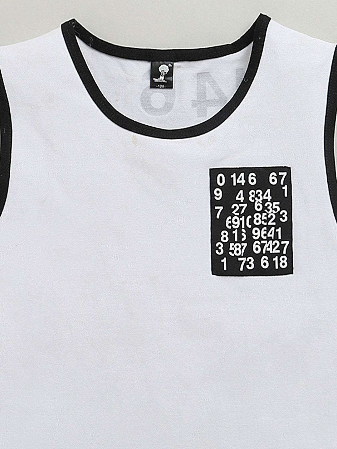 White & Black Sleeveless Number Print Soft Cotton T-shirt & Short Co-ord Set