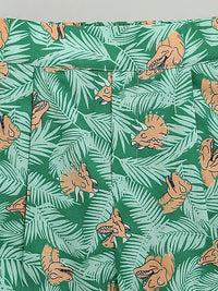 Green Leaf Dinosaur Print Cotton Short
