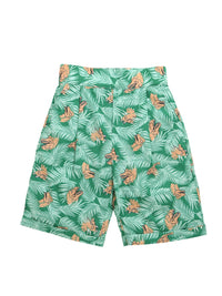 Green Leaf Dinosaur Print Cotton Short