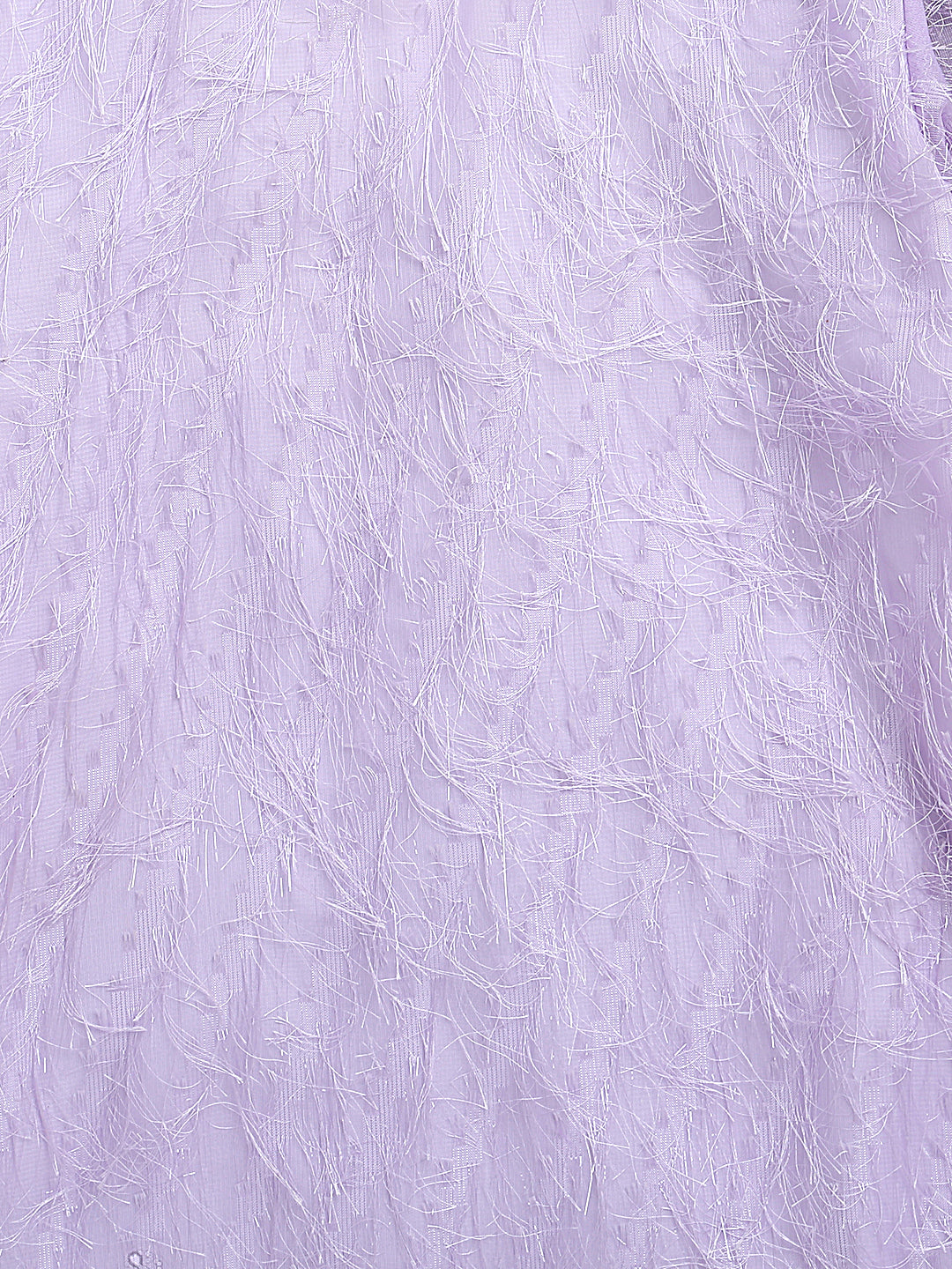 Purple Puffed Sleeves Feather Embellished Soft Net Party Dress
