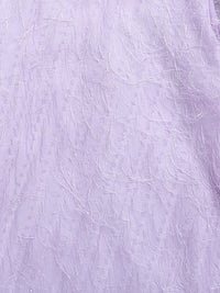 Purple Puffed Sleeves Feather Embellished Soft Net Party Dress