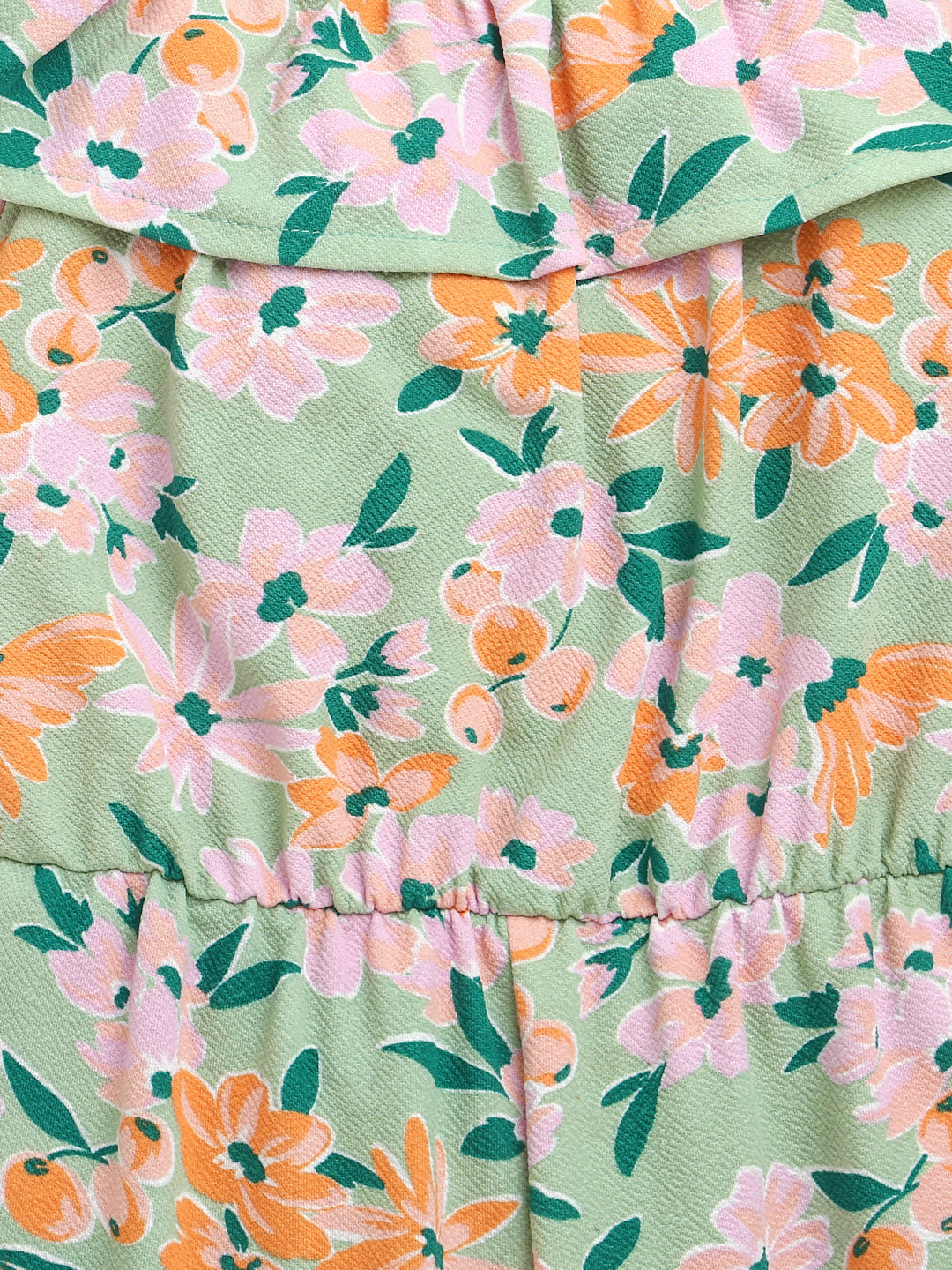 Light Green Off Shoulder Flower Printed Soft Cotton Jumpsuit