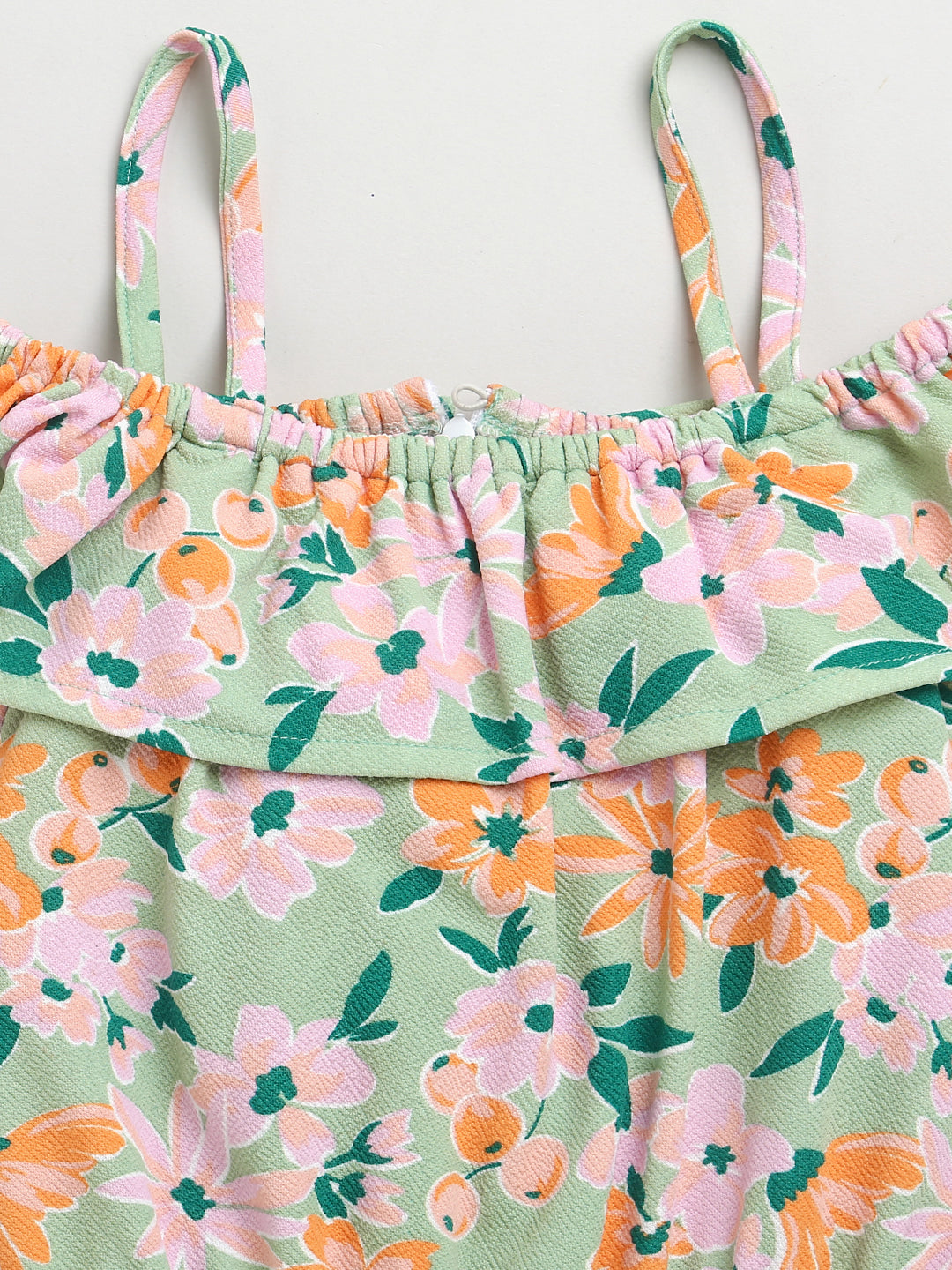 Light Green Off Shoulder Flower Printed Soft Cotton Jumpsuit