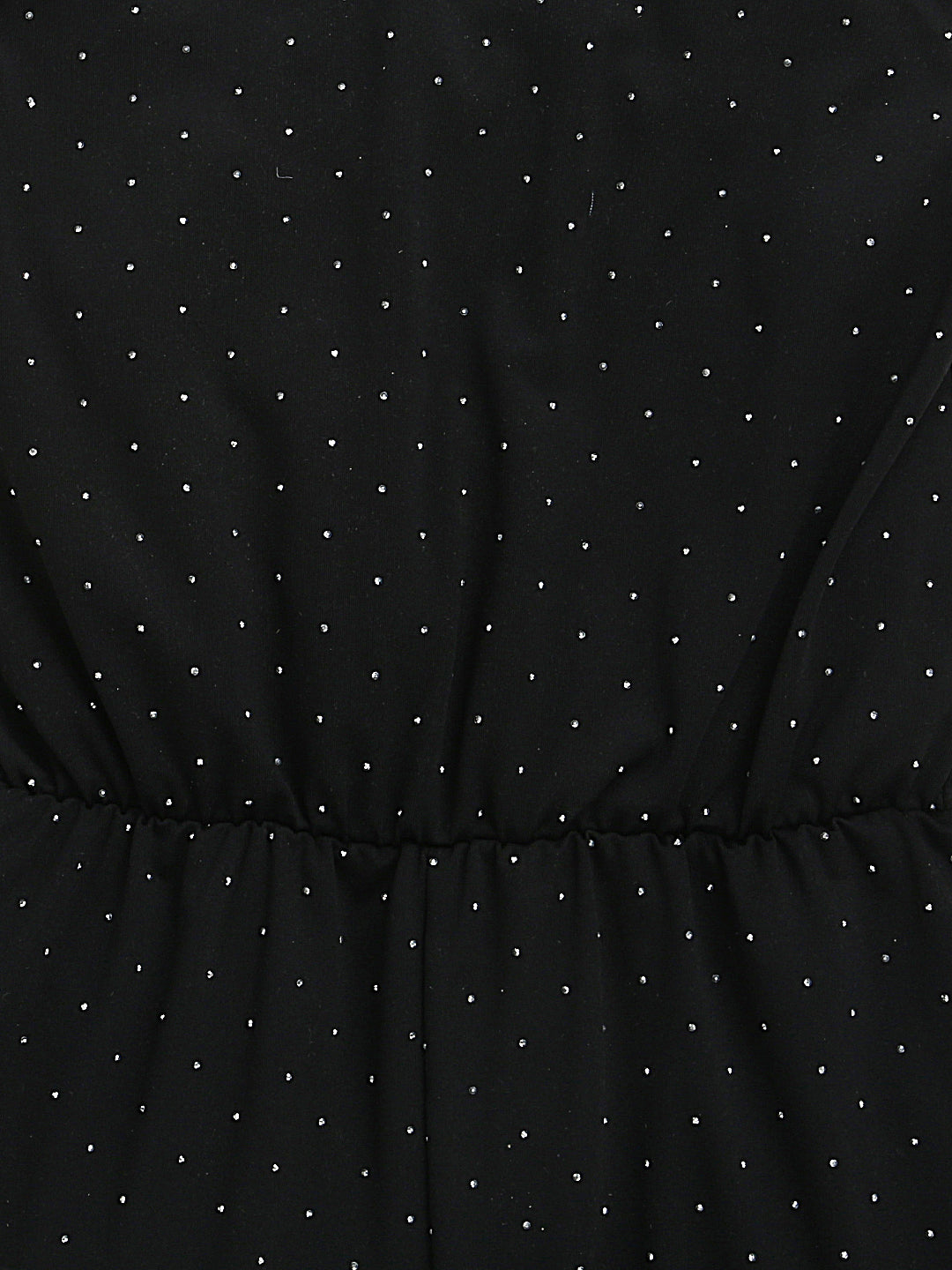 Black Off Shoulder Sleeve Embellished Smooth Cotton Jumpsuit