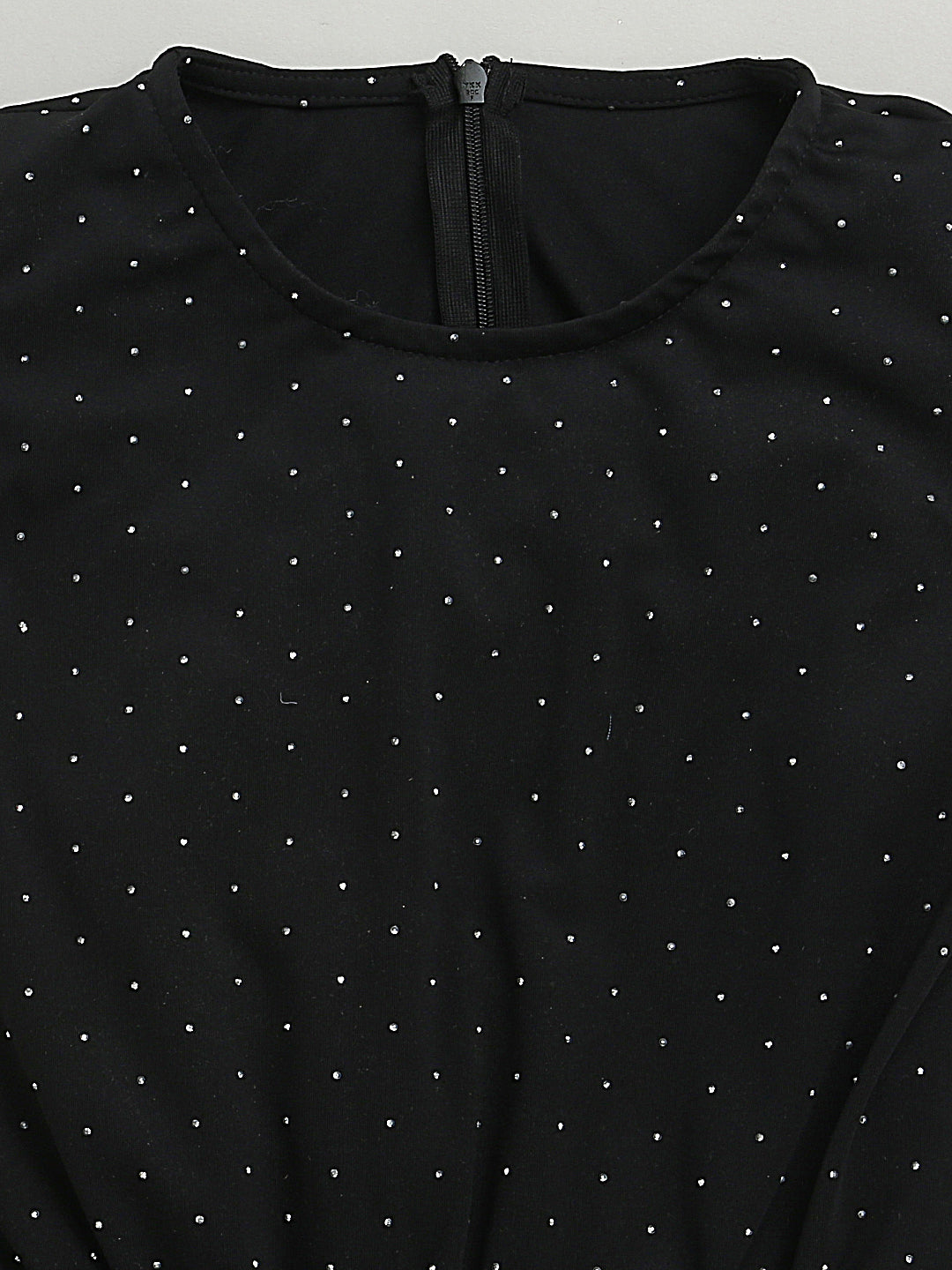 Black Off Shoulder Sleeve Embellished Smooth Cotton Jumpsuit