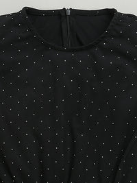 Black Off Shoulder Sleeve Embellished Smooth Cotton Jumpsuit