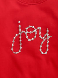 Hand Embroidery Red Sweatshirt Joy With Skirt