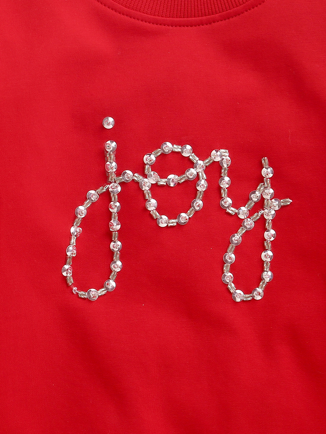 Kids Limited Edition Hand Embroidery Joy Unisex Red Sweatshirt