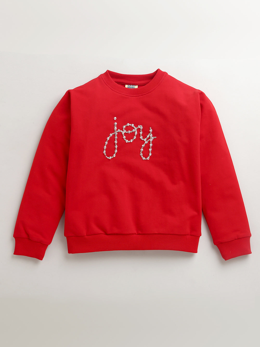 Kids Limited Edition Hand Embroidery Joy Unisex Red Sweatshirt