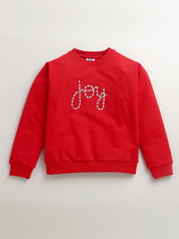 Hand Embroidery Red Sweatshirt Joy With Skirt