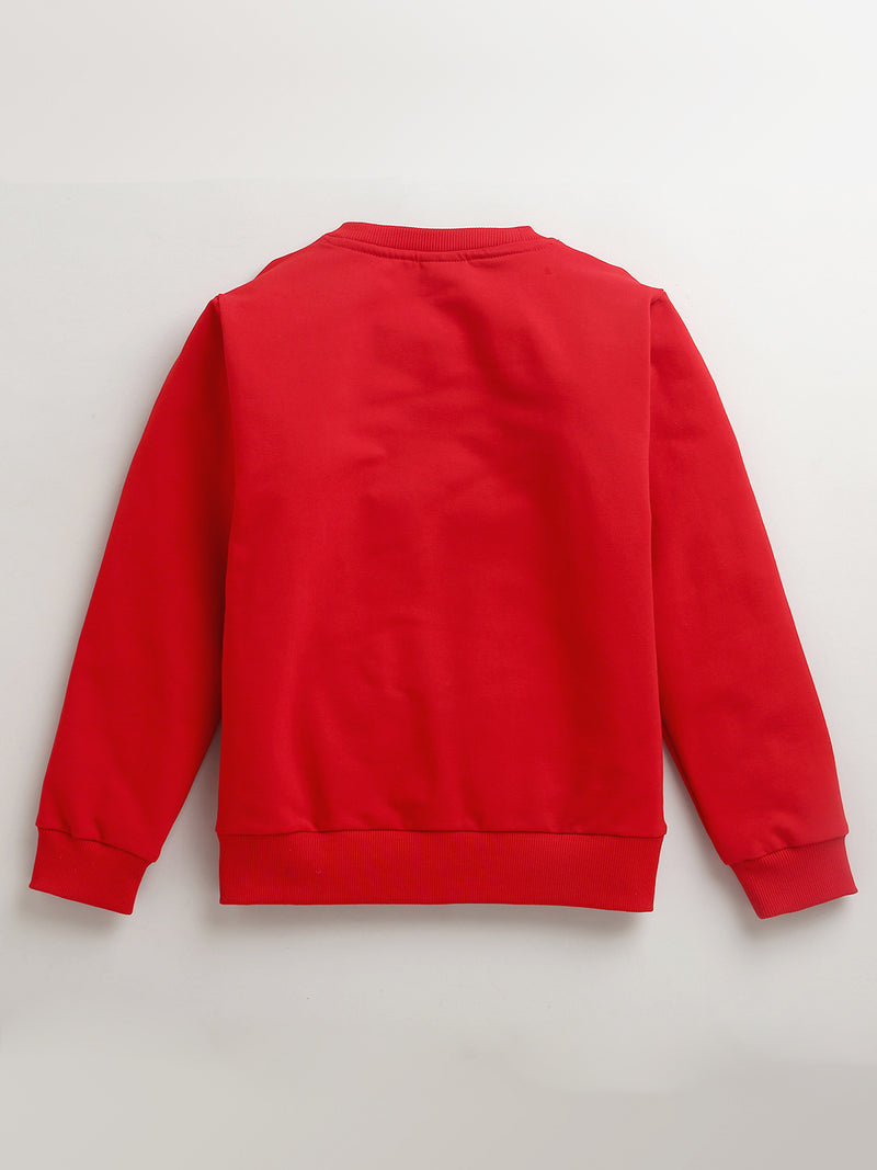 Kids Limited Edition Hand Embroidery Merry And Bright Red Sweatshirt