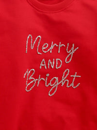 Kids Limited Edition Hand Embroidery Merry And Bright Red Sweatshirt