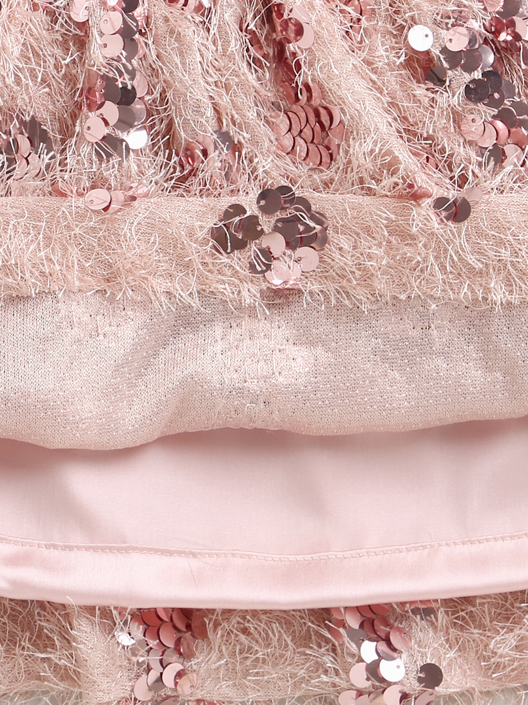 Peach Fur & Sequins Stylish Festive Skirt