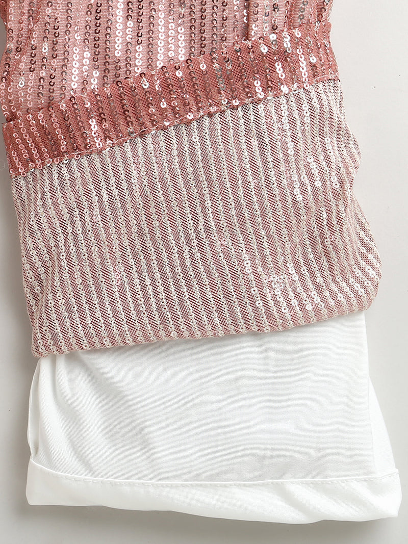 Girls Shaded Rose Gold One Shoulder Stylish Jumpsuit