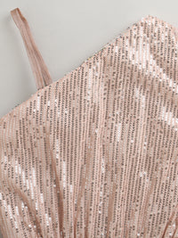 Girls Shaded Rose Gold One Shoulder Stylish Jumpsuit