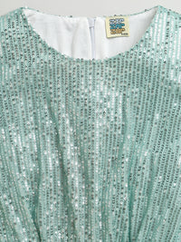 Girls Shaded Mint Green One Shoulder Stylish Jumpsuit