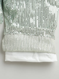 Girls Shaded Mint Green One Shoulder Stylish Jumpsuit