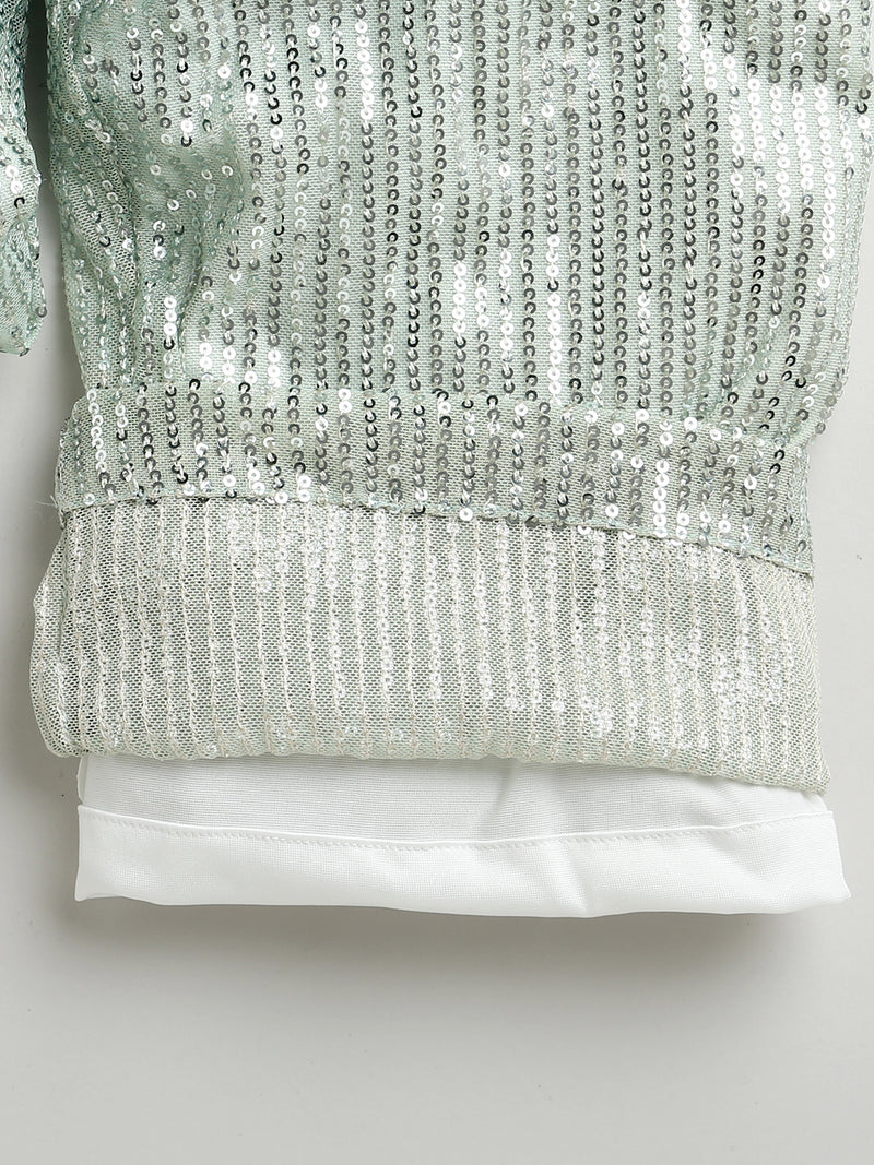 Girls Shaded Mint Green One Shoulder Stylish Jumpsuit