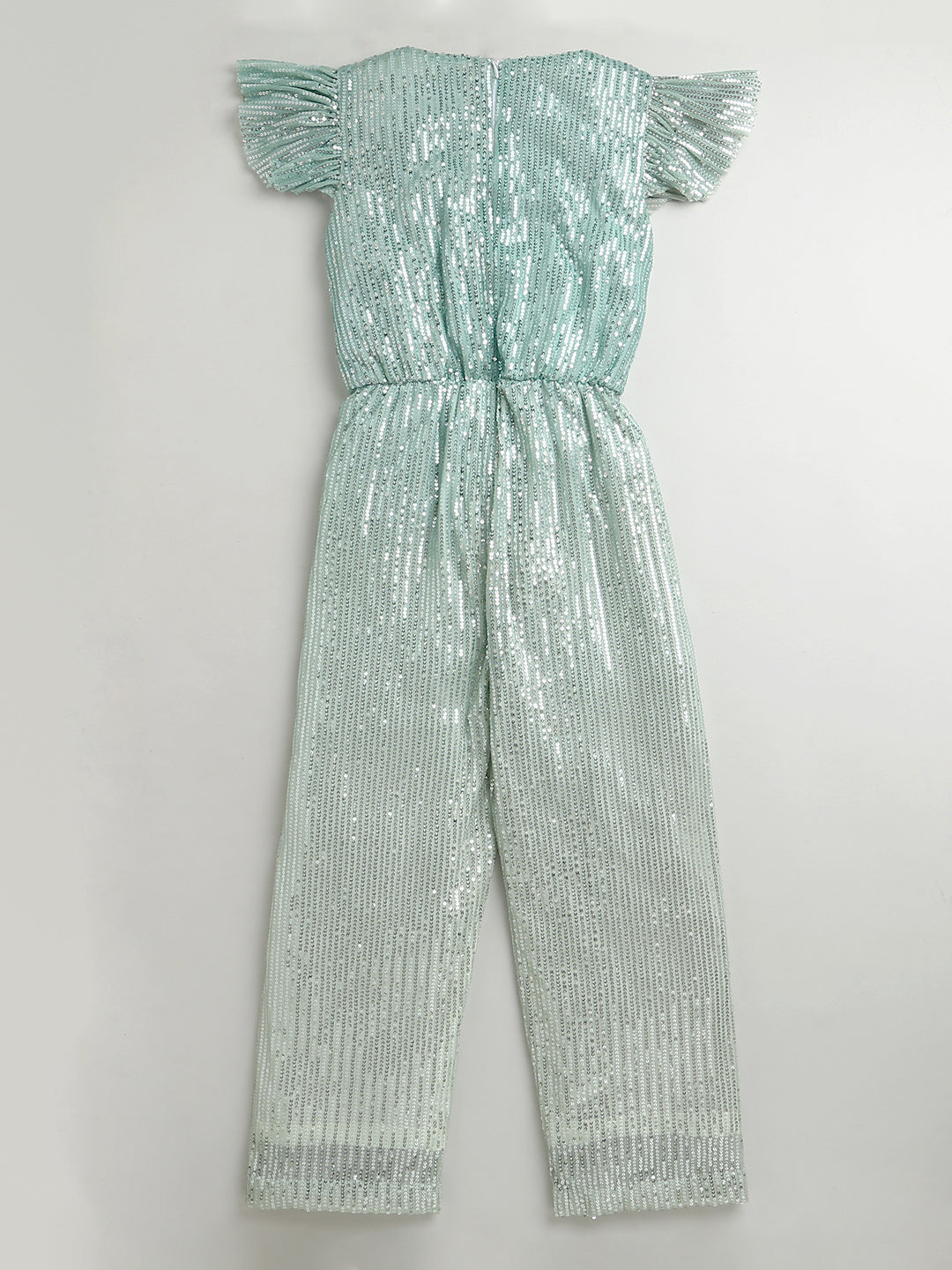Girls Shaded Mint Green One Shoulder Stylish Jumpsuit