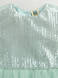 Mint Green Sequins Elegant Festive Dress