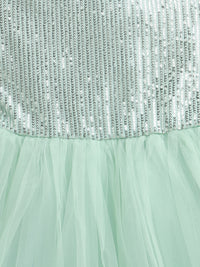 Mint Green Sequins Elegant Festive Dress