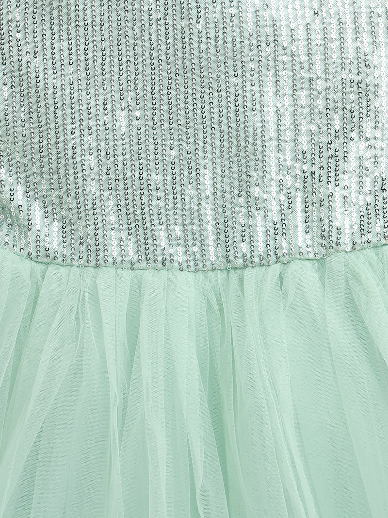Mint Green Sequins Elegant Festive Dress