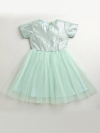 Mint Green Sequins Elegant Festive Dress