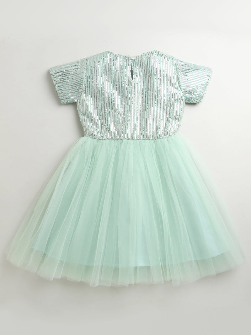 Mint Green Sequins Elegant Festive Dress
