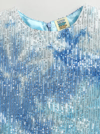 Blue Shaded Sequins Festive Elegant Party Dress