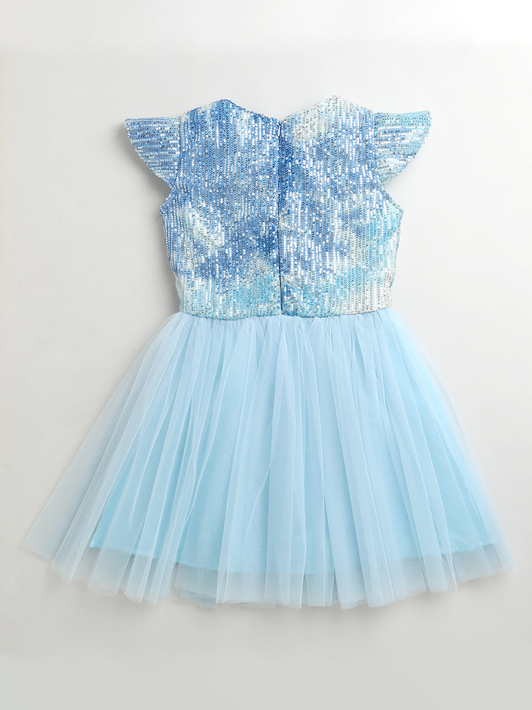 Blue Shaded Sequins Festive Elegant Party Dress