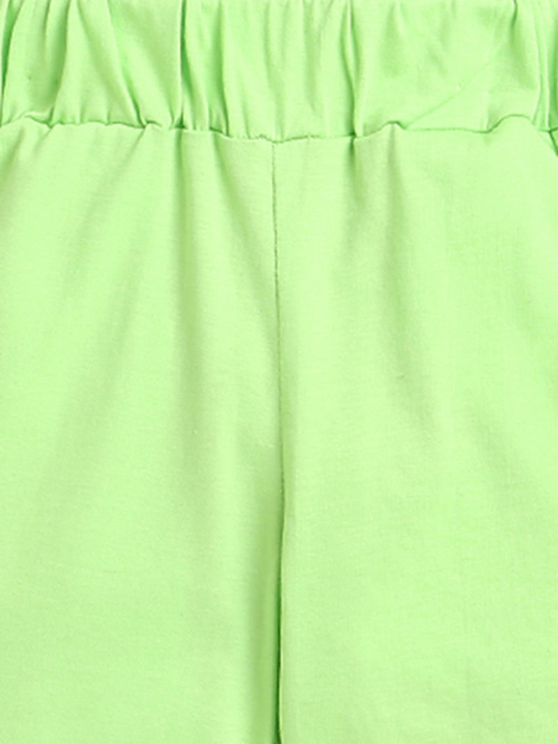 Neon Green Half Sleeve Hello Print Boys Co-ord Set
