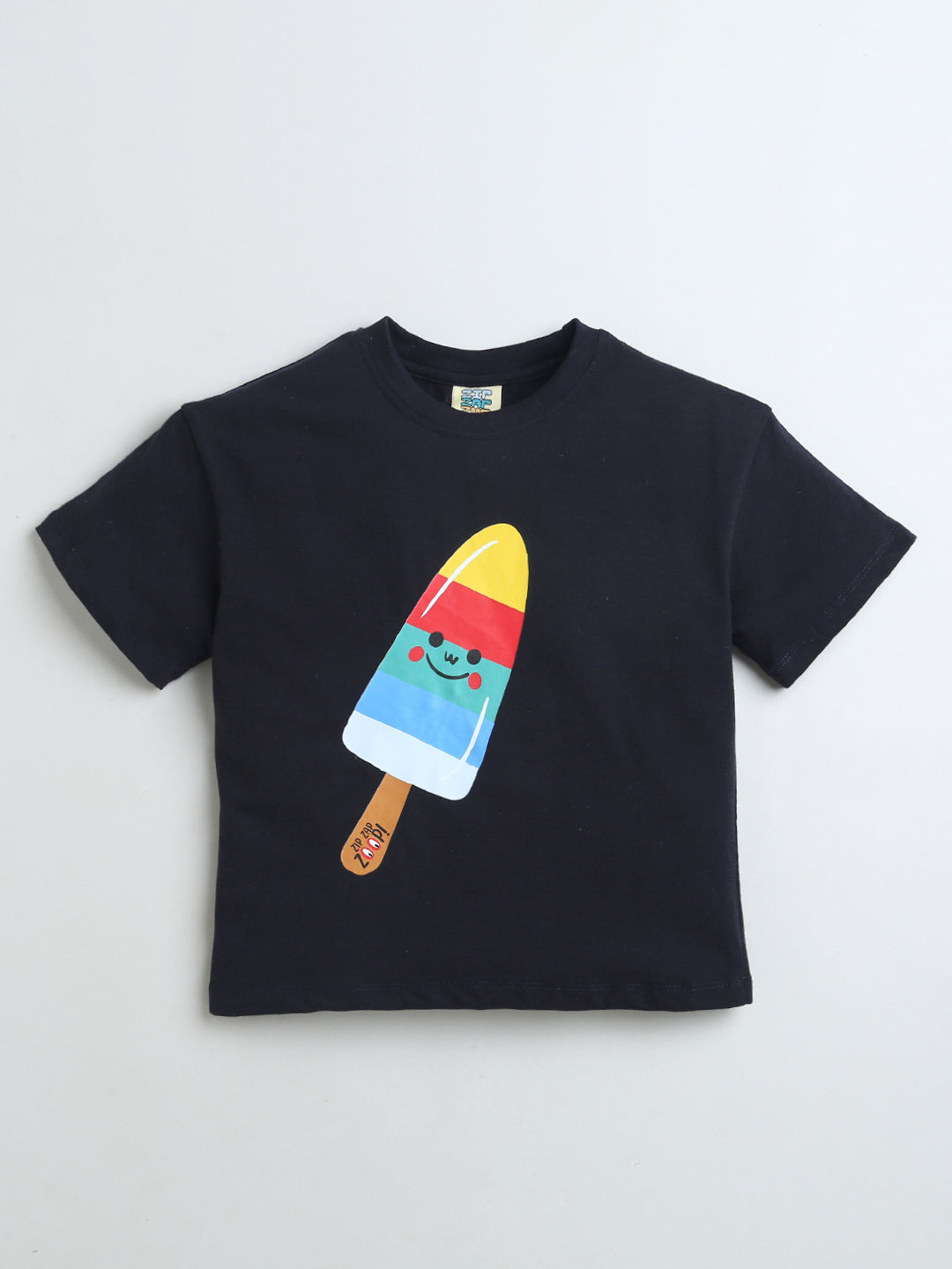 Black half Sleeve Cute Ice Cream Stick Print T-shirt – ZipZapZoop