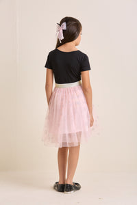 ZIP ZAP ZOOP Girls Dress Black & Pink "Fabulous" Pearl Embroidery Half Sleeve Frock