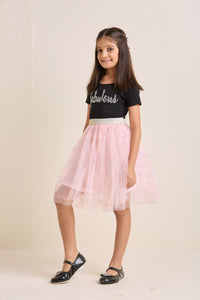 ZIP ZAP ZOOP Girls Dress Black & Pink "Fabulous" Pearl Embroidery Half Sleeve Frock