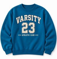 ZIP ZAP ZOOP Kids Teal Blue Varsity 23 Graphic Print Full Sleeve Crew Neck Sweatshirt