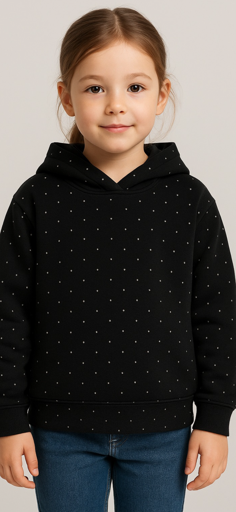 Black Hoodie With Small Silver Embellishments