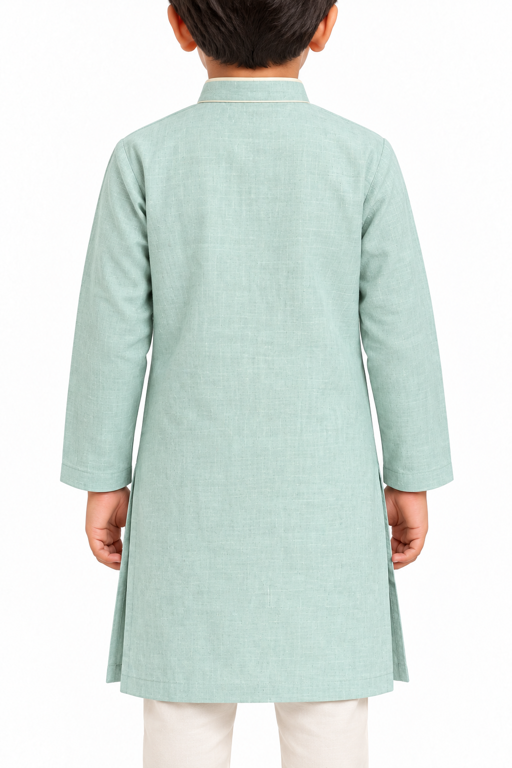 ZIP ZAP ZOOP Boys Sage Green Diya & Marigold Toran Embroidered Kurta with Ivory Pants – 2-Piece Diwali Set