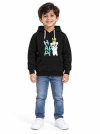 Black Happy Print Full Sleeve Hoodie