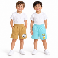 Pack of 2 Beige-FootBall & Sky Blue-Llama Print Cotton Shorts