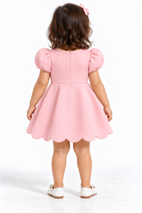 ZIP ZAP ZOOP Baby Girls Pink Scuba Party Dress with Pearl Ice Cream, Cupcake & Candy Embellishments