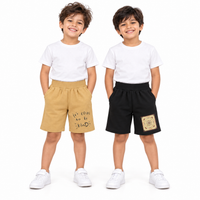 Pack of 2 Black-Carrom & Beige-It's Cool To Be Kind Print Cotton Shorts