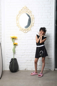 Black Sleeveless Embellished T-shirt & Skirt Cotton Co-ord Set