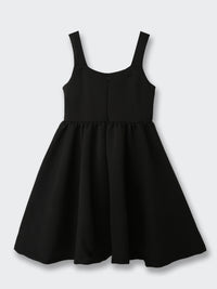 BLACK ELEGANT BLACK DRESS WITH BIG WHITE FLOWER