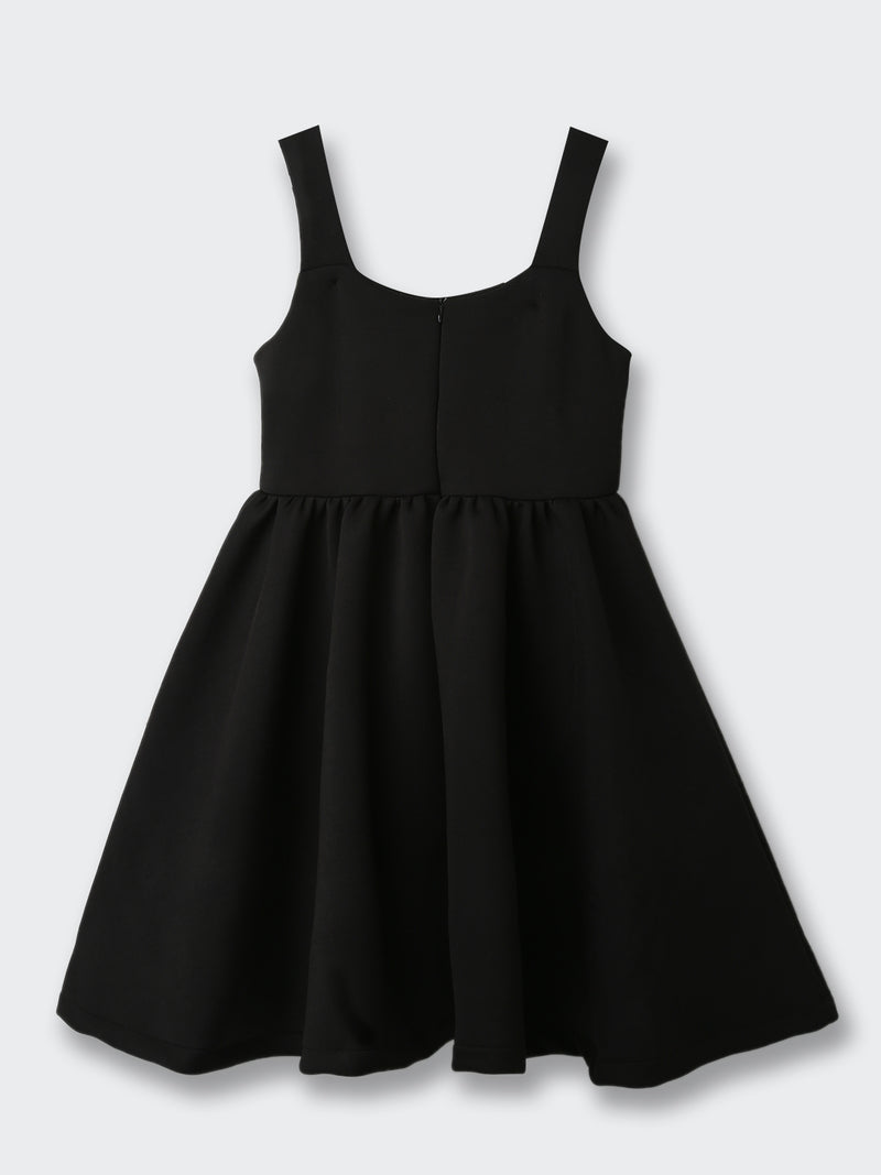 BLACK ELEGANT BLACK DRESS WITH BIG WHITE FLOWER