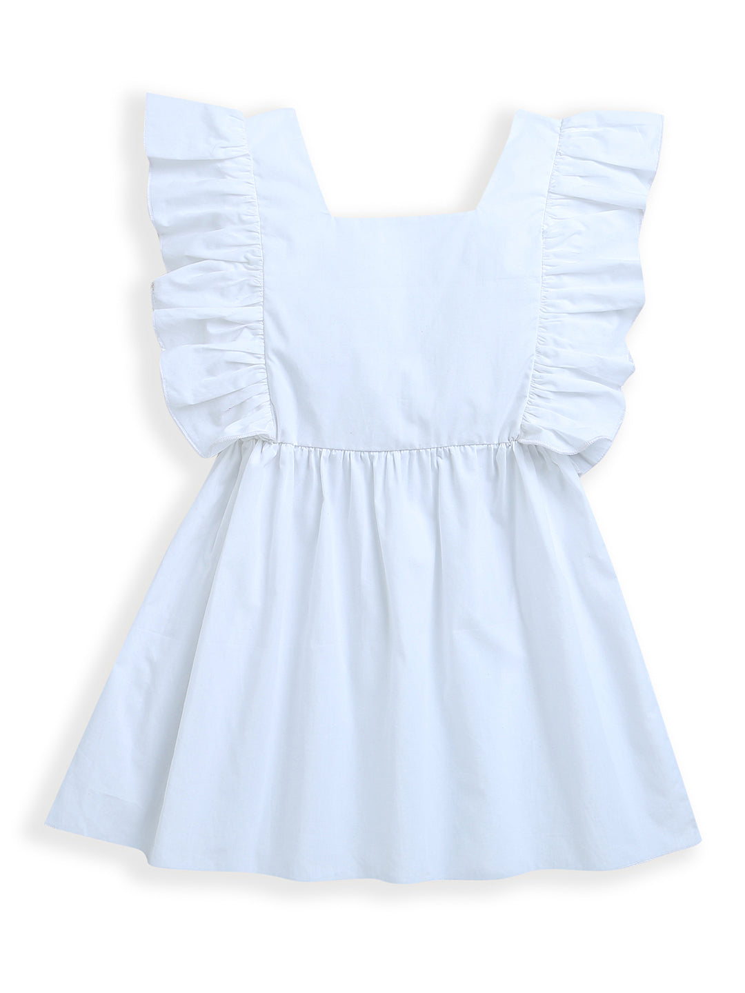 White Christmas Embroidery frill Design Girls Dress