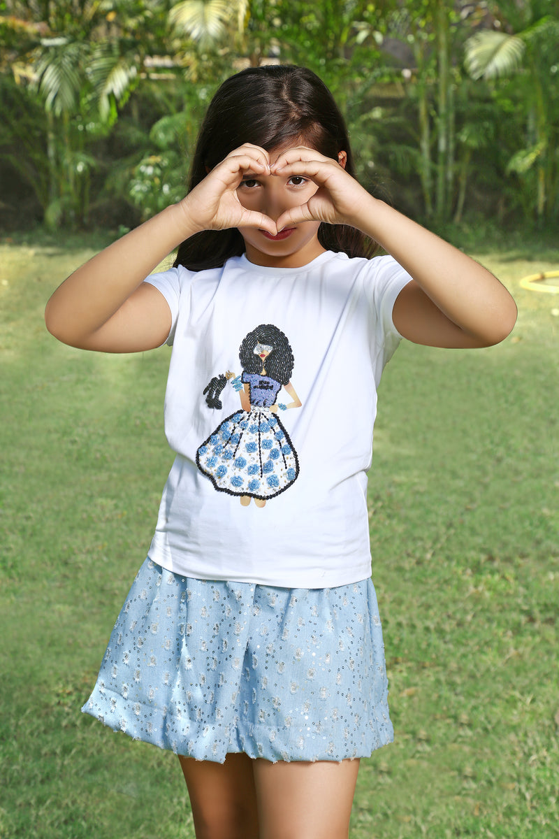 The Very Exclusive Hand Embroidery Stylish Girl T-shirt