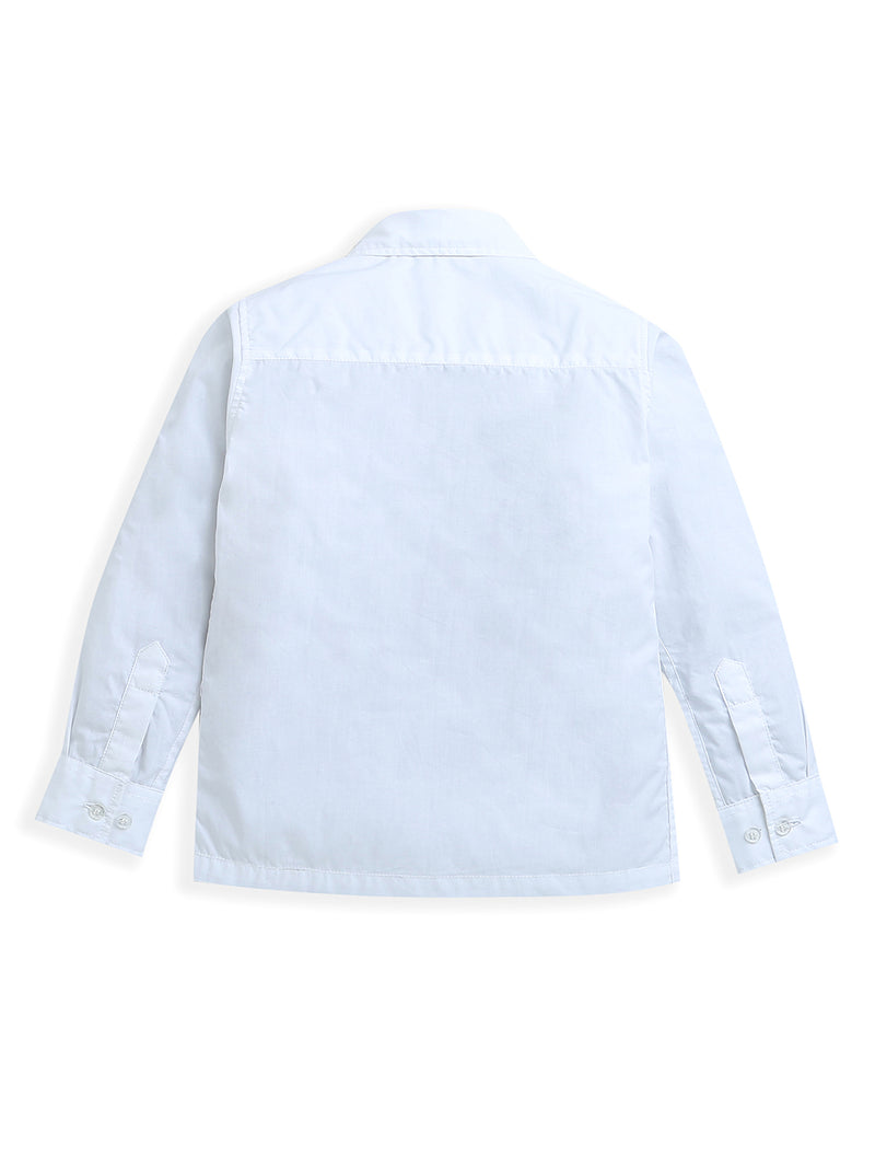 White Full Sleeve Brand Logo Printed Pure Cotton Shirt