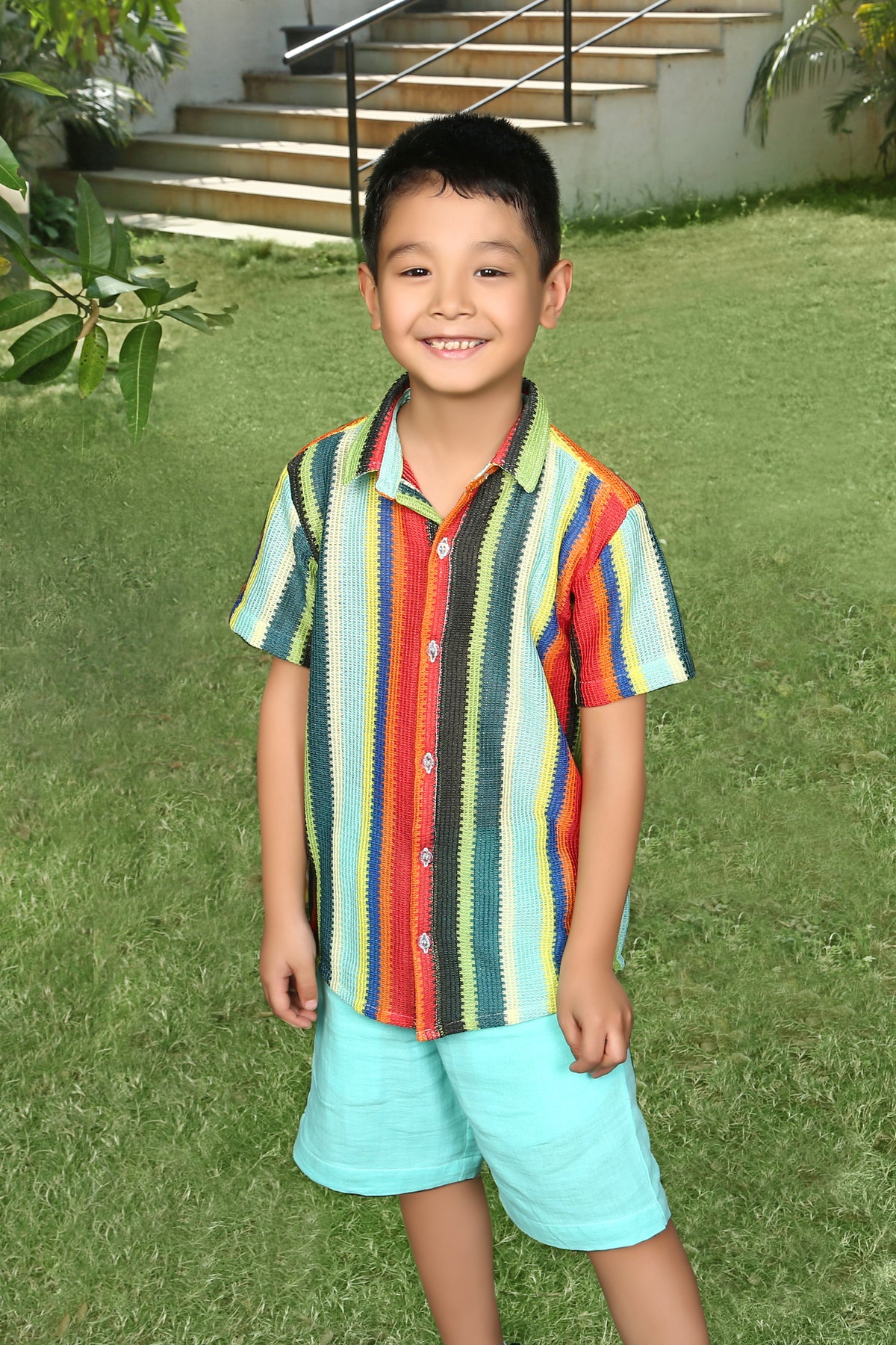 Multi Color Half Sleeve Stripes Cotton Shirt